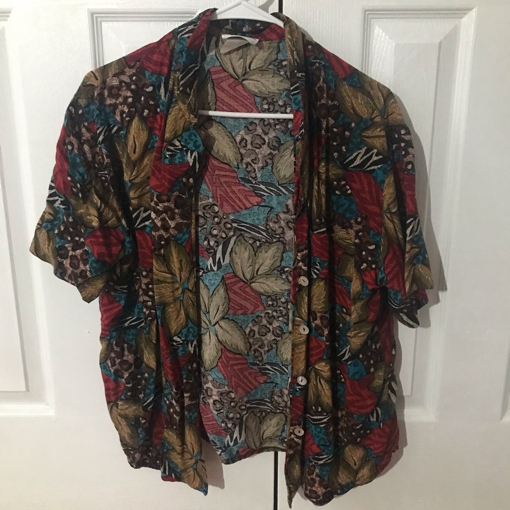 y2k tropical button up